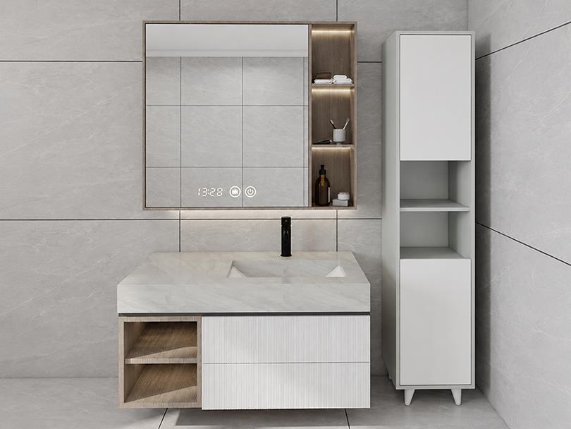 Riva Çamaşır Sepetli Banyo Dolabı Külgri Renk