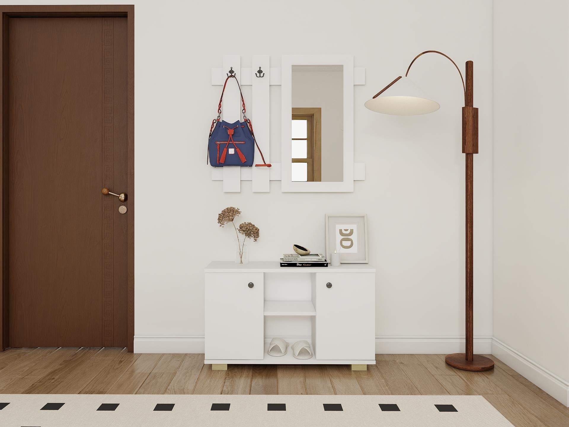 Sarissa Ayakkabı Dolabı/Askılık/Antre Dolap-Beyaz