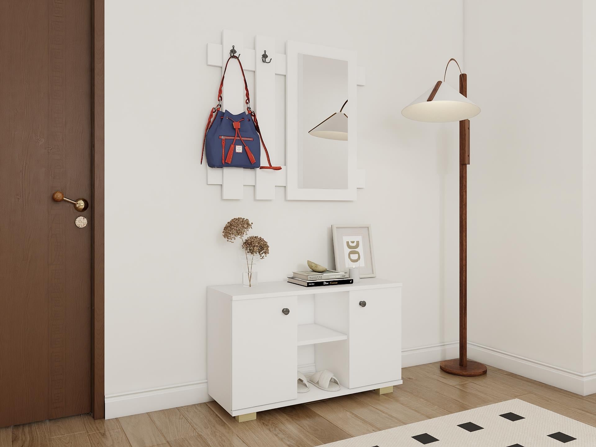 Sarissa Ayakkabı Dolabı/Askılık/Antre Dolap-Beyaz